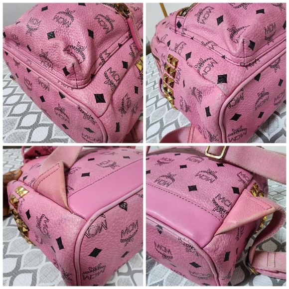 SOLD**Authentic MCM Visetos Side Studs Stark Backpack Pink - Picture 11 of 16